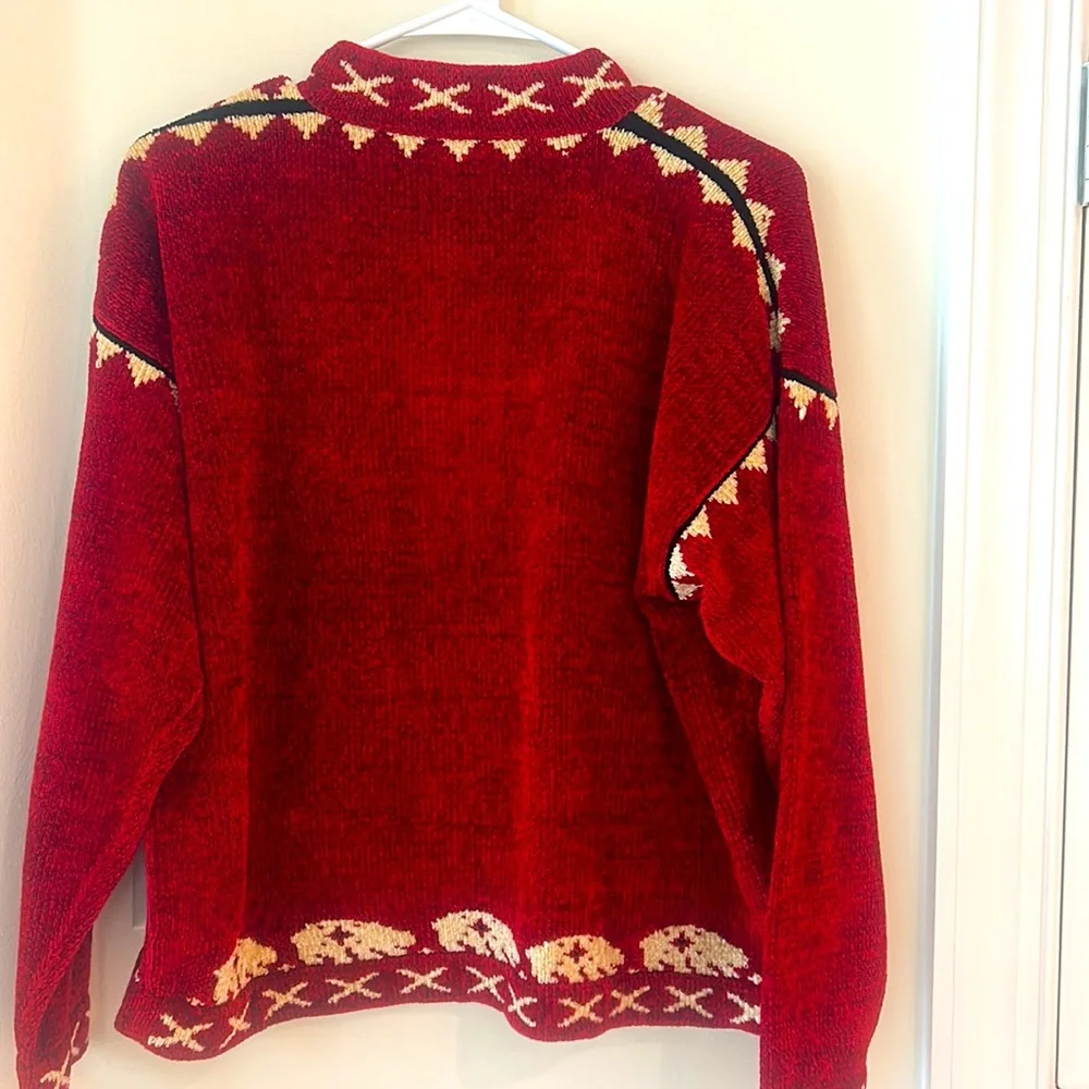 Vintage Y2K Wool Dia North of Boston Zip Up Cardigan Knit Sweater Red sz M EUC - Picture 8 of 17